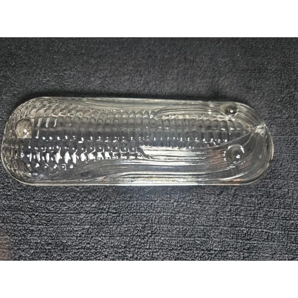 Set of 6 Vintage Clear Pressed Glass Corn on the Cob Serving Dishes